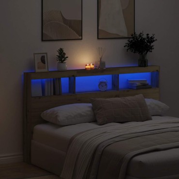 vidaXL Κεφαλάρι με Αποθηκευτικό Χώρο & LED Artisan Δρυς 180x17x102cm 1 τεμ.