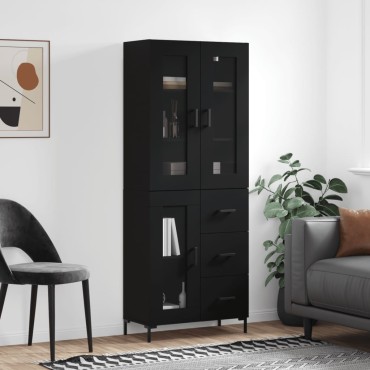 vidaXL Ντουλάπι Μαύρο 69,5x34x180cm από Επεξεργασμένο Ξύλο 1 τεμ.