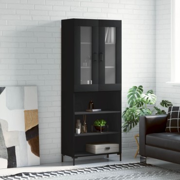 vidaXL Ντουλάπι Μαύρο 69,5x34x180cm από Επεξεργασμένο Ξύλο 1 τεμ.