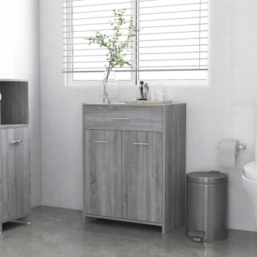 vidaXL Ντουλάπι Μπάνιου Γκρι Sonoma 60x33x80cm Επεξεργασμένο Ξύλο