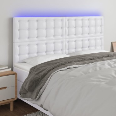 vidaXL Κεφαλάρι Κρεβατιού LED Λευκό 180x5x118/128 εκ 1 τεμ.