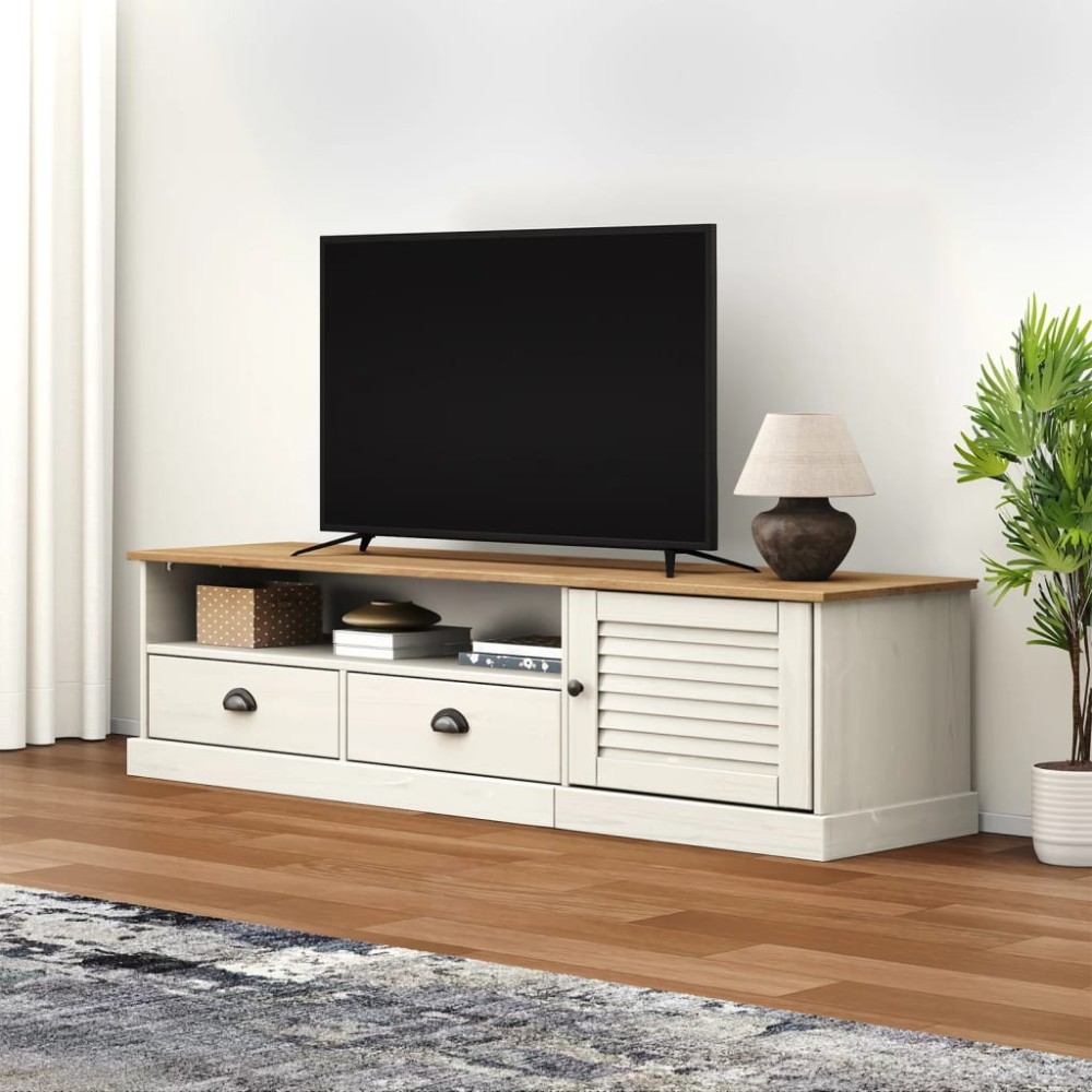 vidaXL Έπιπλο Τηλεόρασης VIGO Λευκό 156x40x40cm Μασίφ Ξύλο Πεύκου