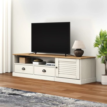 vidaXL Έπιπλο Τηλεόρασης VIGO Λευκό 156x40x40cm Μασίφ Ξύλο Πεύκου