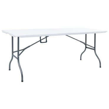 vidaXL Τραπέζι Κήπου Πτυσσόμενο Λευκό 180x72x72cm από HDPE 1 τεμ.