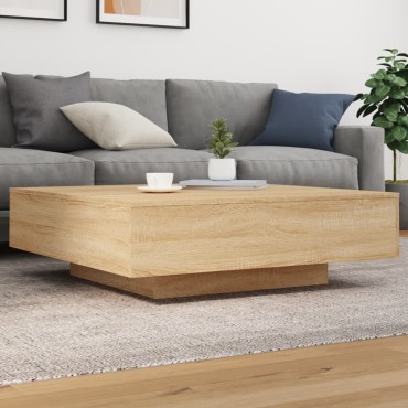 vidaXL Τραπεζάκι Σαλονιού με Φώτα LED Sonoma Δρυς 100x100x31cm 1 τεμ.