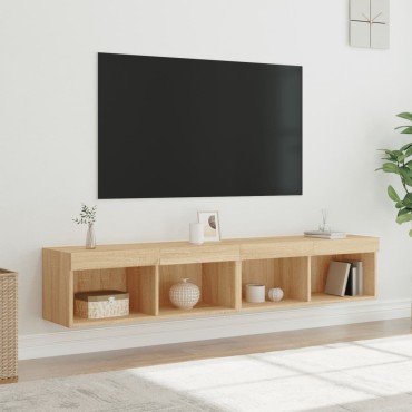 vidaXL Έπιπλα Τηλεόρασης με LED 2 τεμ. Sonoma Δρυς 80x30x30cm
