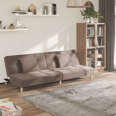 vidaXL Καναπές Κρεβάτι Διθέσιος Taupe Υφασμάτινος με Δύο Μαξιλάρια 200x84,5x69cm 1 τεμ.