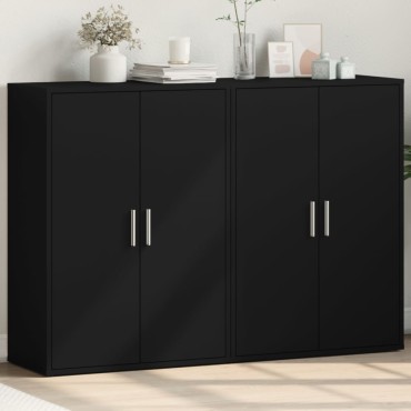 vidaXL Βοηθητικά Ντουλάπια 2 τεμ. Μαύρη 60x31x84cm Επεξεργ. Ξύλο