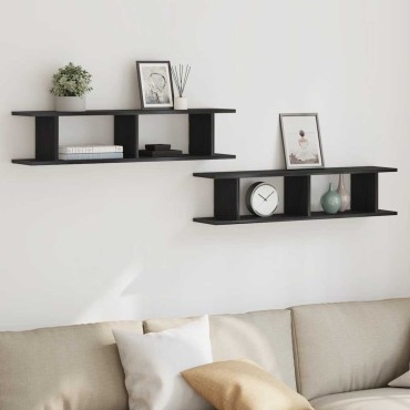 vidaXL Ραφιέρες Τοίχου 2 τεμ. 90x18x20cm Επεξεργασμένο Ξύλο