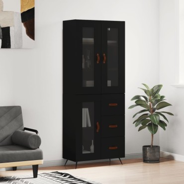 vidaXL Ντουλάπι Μαύρο 69,5x34x180cm από Επεξεργασμένο Ξύλο 1 τεμ.