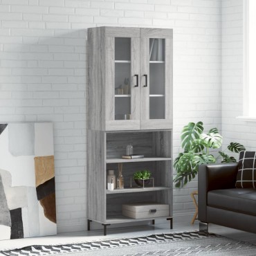 vidaXL Ντουλάπι Γκρι Sonoma 69,5x34x180cm Επεξεργασμένο Ξύλο 1 τεμ.