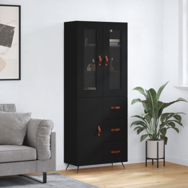 vidaXL Ντουλάπι Μαύρο 69,5x34x180cm από Επεξεργασμένο Ξύλο 1 τεμ.