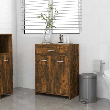 vidaXL Ντουλάπι Μπάνιου Καπνιστή Δρυς 60x33x80cm Επεξεργασμένο Ξύλο