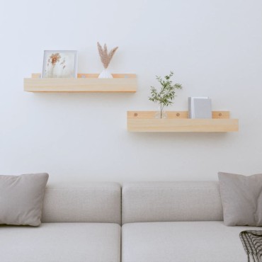 vidaXL Ράφια Τοίχου 2 τεμ. 50x12x9cm από Μασίφ Ξύλο Πεύκου