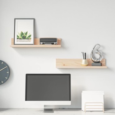 vidaXL Ράφια Τοίχου 2 τεμ. 50x11x9cm από Μασίφ Ξύλο Πεύκου