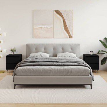 vidaXL Κομοδίνα 2 τεμ. Μαύρα 40x35x50cm από Επεξεργασμένο Ξύλο