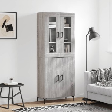 vidaXL Ντουλάπι Γκρι Sonoma 69,5x34x180cm Επεξεργασμένο Ξύλο 1 τεμ.