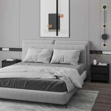 vidaXL Κομοδίνα 2 τεμ. Μαύρα 45x34,5x44,5cm από Μοριοσανίδα