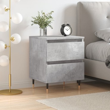 vidaXL Κομοδίνο Γκρι Σκυροδέματος 40x35x50cm από Επεξεργασμένο Ξύλο 1 τεμ.