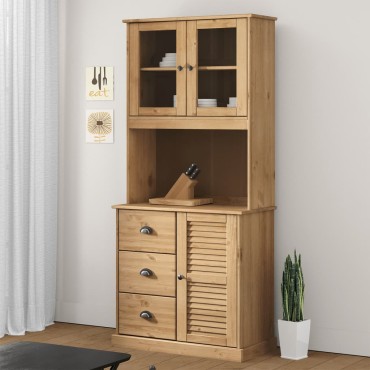 vidaXL Πάνω Ντουλάπι-Βιτρίνα VIGO 78x30x100cm Μασίφ Ξύλο Πεύκου 1 τεμ.