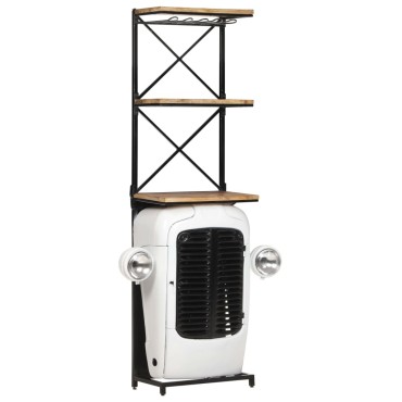 vidaXL Κάβα Κρασιών Λευκή Όψη Τρακτέρ 49x31x172cm Μασίφ Ξύλο Μάνγκο 1 τεμ.