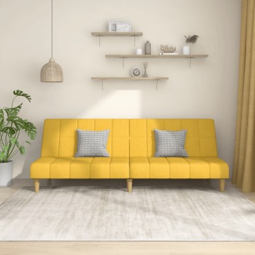 vidaXL Καναπές Κρεβάτι Διθέσιος Κίτρινος Υφασμάτινος 200x84,5x69cm 1 τεμ.