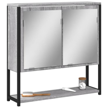 vidaXL Καθρέφτης Μπάνιου Ντουλάπι Γκρι Sonoma 60x16x60cm Επεξ. Ξύλο 1 τεμ.
