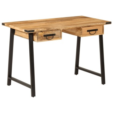 vidaXL Γραφείο με Συρτάρια 105x55x70cm από Μασίφ Ξύλο Μάνγκο & Σίδηρο