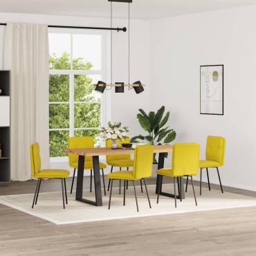 vidaXL Καρέκλες Τραπεζαρίας 6 τεμ. Κίτρινες Βελούδινες 45x54x83cm