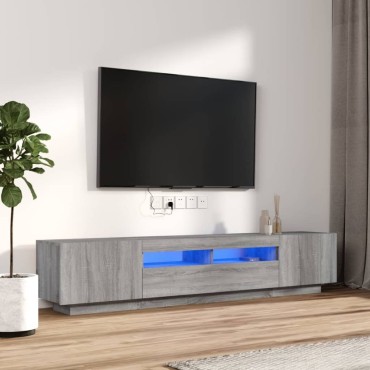 vidaXL Σετ Επίπλων Τηλεόρασης 2 τεμ. LED Γκρι Sonoma Επεξεργ. Ξύλο 100x35x80cm