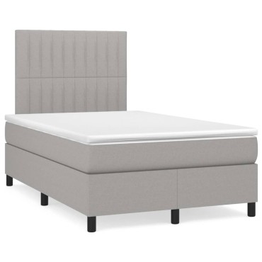 vidaXL Κρεβάτι Boxspring με Στρώμα & LED Αν.Γκρι 120x190εκ. Υφασμάτινο