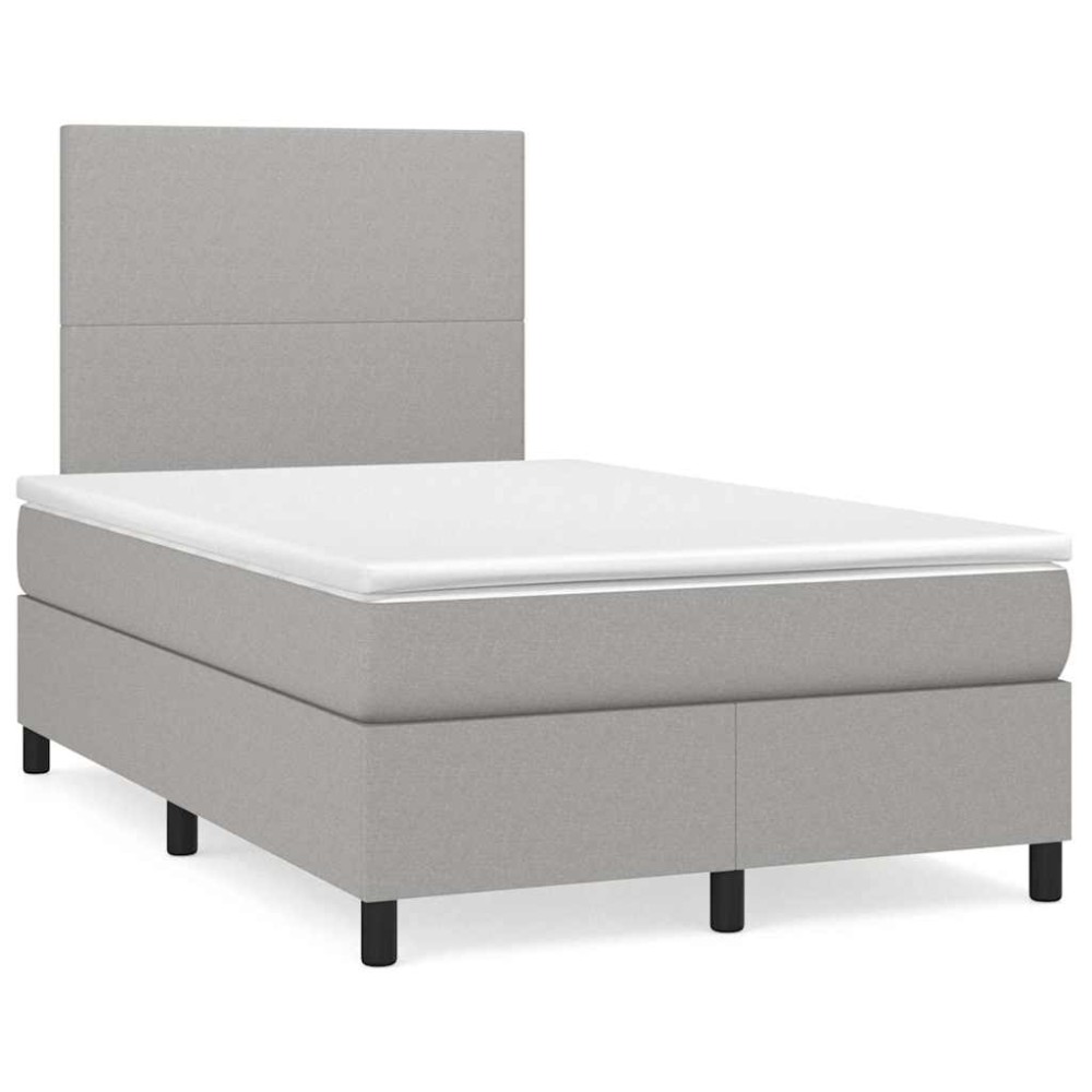 vidaXL Κρεβάτι Boxspring με Στρώμα & LED Αν.Γκρι 120x190εκ. Υφασμάτινο