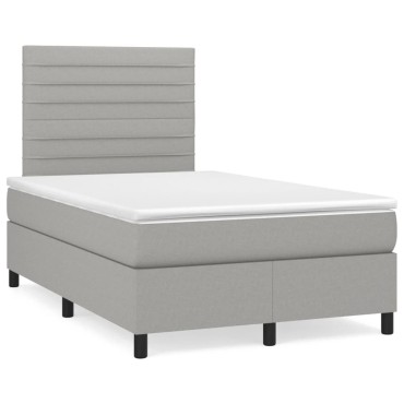 vidaXL Κρεβάτι Boxspring με Στρώμα & LED Αν.Γκρι 120x190εκ. Υφασμάτινο