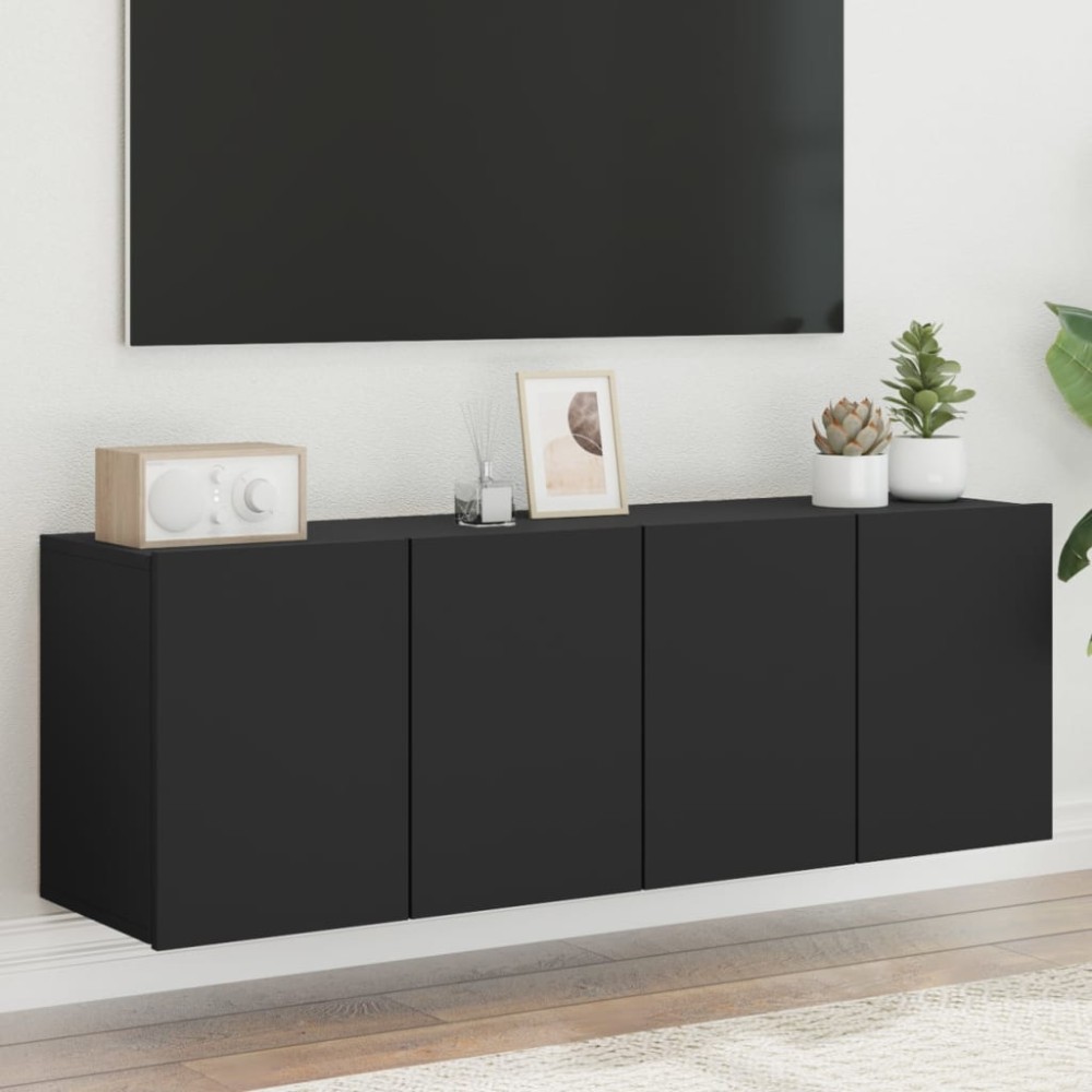vidaXL Ντουλάπια Τοίχου Τηλεόρασης 2 τεμ. Μαύρα 60x30x41cm