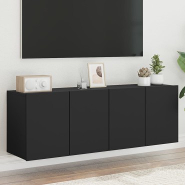 vidaXL Ντουλάπια Τοίχου Τηλεόρασης 2 τεμ. Μαύρα 60x30x41cm