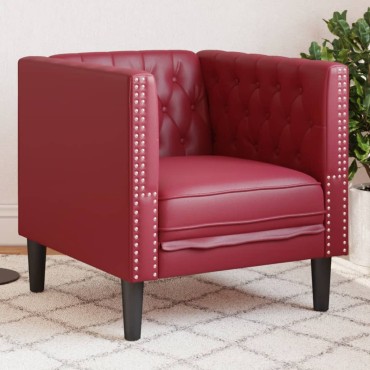 vidaXL Πολυθρόνα Chesterfield Μπορντό από Συνθετικό Δέρμα 71x74,5x70,5cm 1 τεμ. Γωνιακός