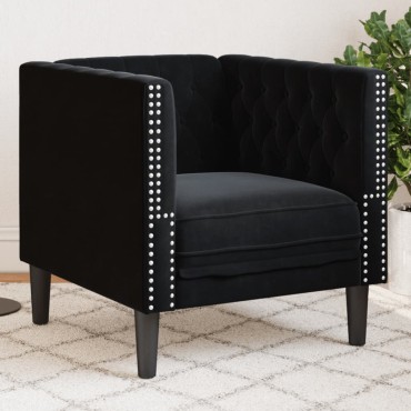 vidaXL Πολυθρόνα Chesterfield Μαύρο Βελούδινη 71x74,5x70,5cm 1 τεμ. Γωνιακός