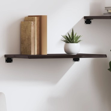 vidaXL Ράφι Τοίχου Σκούρο Καφέ 60x40x2cm Επεξεργ. Μασίφ Ξύλο Δρυός 1 τεμ.