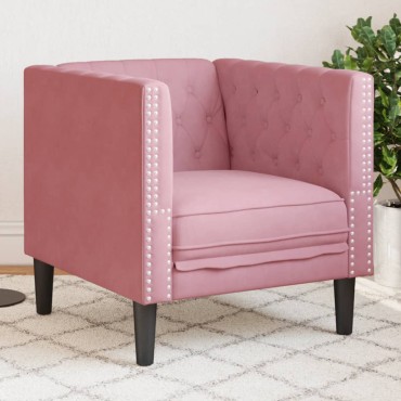 vidaXL Πολυθρόνα Chesterfield Ροζ Βελούδινη 71x74,5x70,5cm 1 τεμ. Γωνιακός