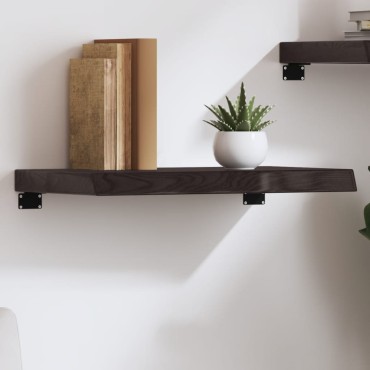 vidaXL Ράφι Τοίχου Σκούρο Καφέ 60x40x(2-6)cm Επεξ. Μασίφ Ξύλο Δρυός 1 τεμ.