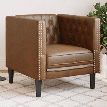 vidaXL Πολυθρόνα Chesterfield Καφέ από Συνθετικό Καστόρι 71x74,5x70,5cm 1 τεμ. Γωνιακός