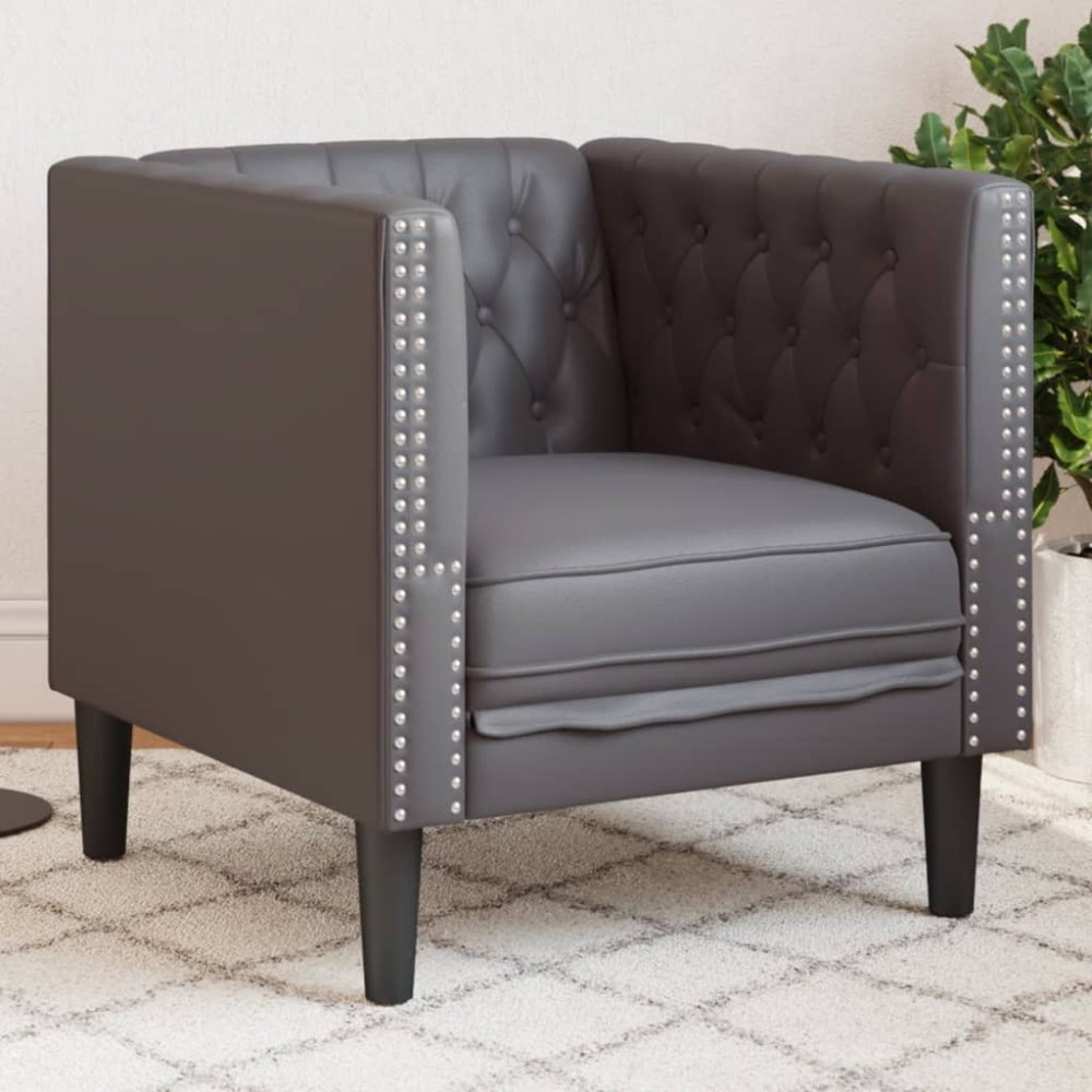vidaXL Καναπές Chesterfield καρέκλα γκρι από Συνθετικό Δέρμα 71x74,5x70,5cm vidaXL Καναπές Chesterfield καρέκλα γκρι από Συνθετικό Δέρμα 71x74,5x70,5cm