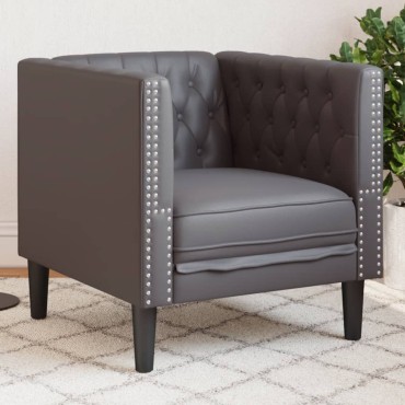 vidaXL Καναπές Chesterfield καρέκλα γκρι από Συνθετικό Δέρμα 71x74,5x70,5cm