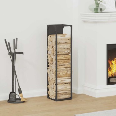 vidaXL Ράφι για καυσόξυλα Μαύρο 25x25x100 εκ. Ατσάλι ψυχρής έλασης