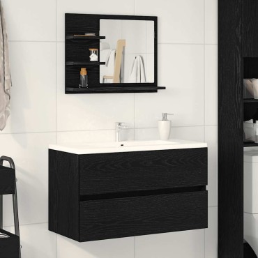 vidaXL Καθρέφτης Μπάνιου Μαύρη Δρυς 60x10,5x45cm Μοριοσανίδα 1 τεμ.