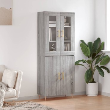 vidaXL Ντουλάπι Γκρι Sonoma 69,5x34x180cm Επεξεργασμένο Ξύλο 1 τεμ.
