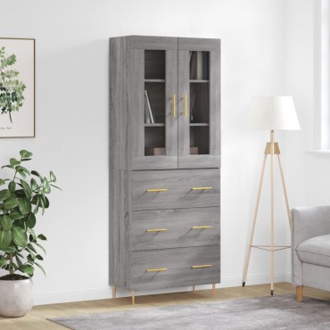vidaXL Ντουλάπι Γκρι Sonoma 69,5x34x180cm Επεξεργασμένο Ξύλο 1 τεμ.