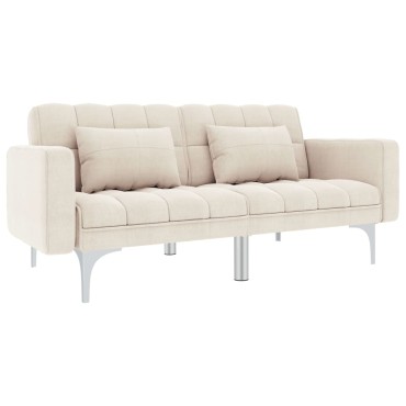 vidaXL Καναπές Κρεβάτι Κρεμ Υφασμάτινος 175,5x84x79,5cm 1 τεμ. Γωνιακός