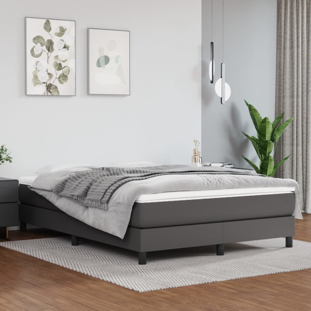 vidaXL Στρώμα με Pocket Springs Γκρι 140x190x20cm Συνθετικό Δέρμα 1 τεμ. - Διπλό