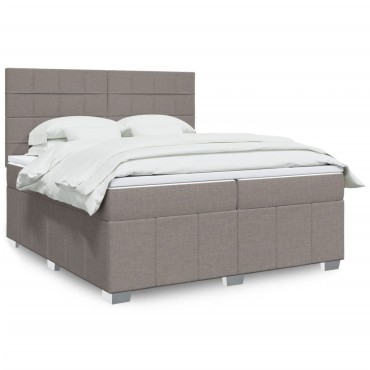 vidaXL Κρεβάτι Boxspring με Στρώμα Taupe 200x200cm Υφασμάτινο 1 τεμ. - Διπλό